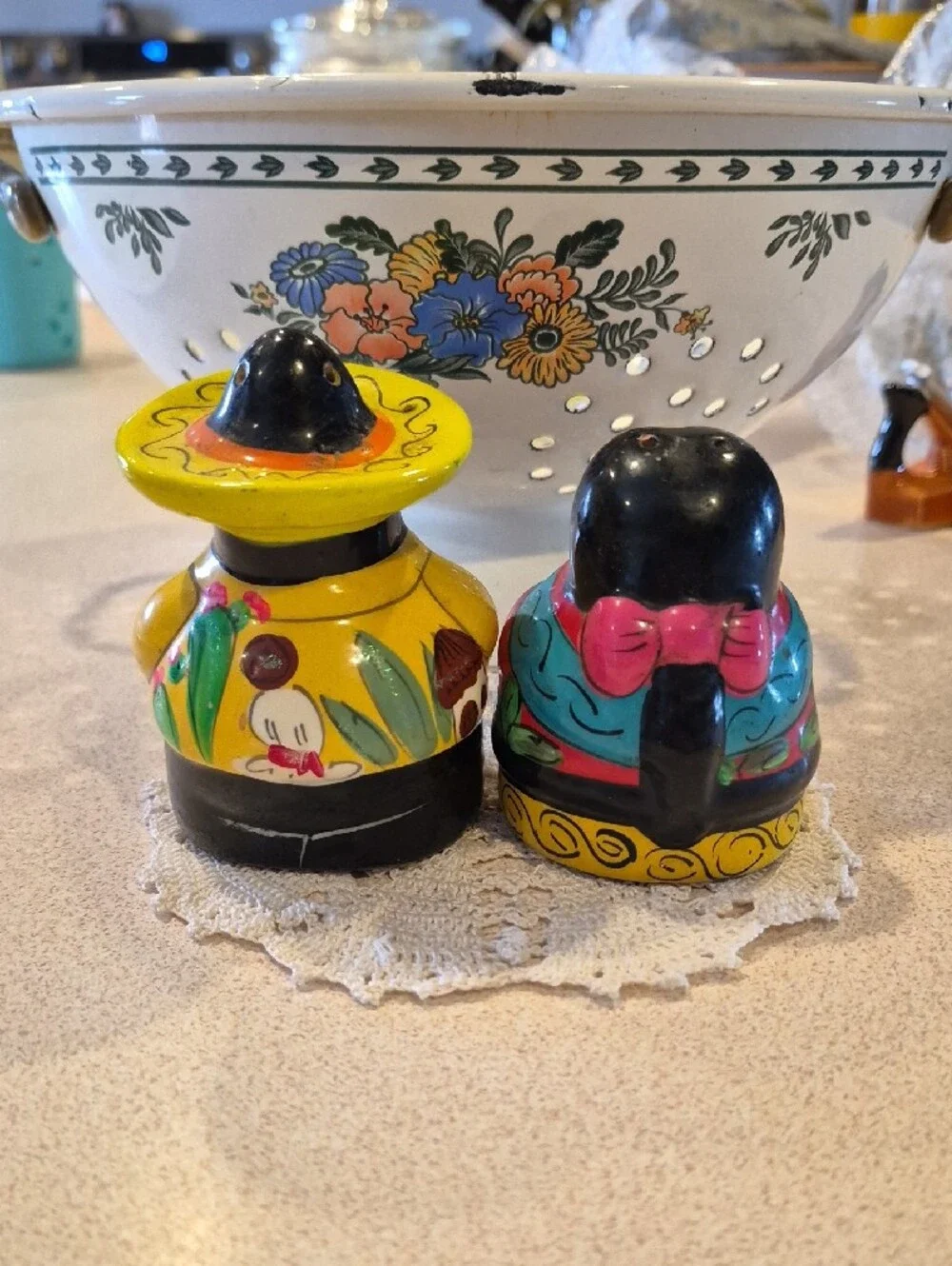 Hand-Painted Mexican Ceramic Salt and Pepper Shakers - Multicolor
